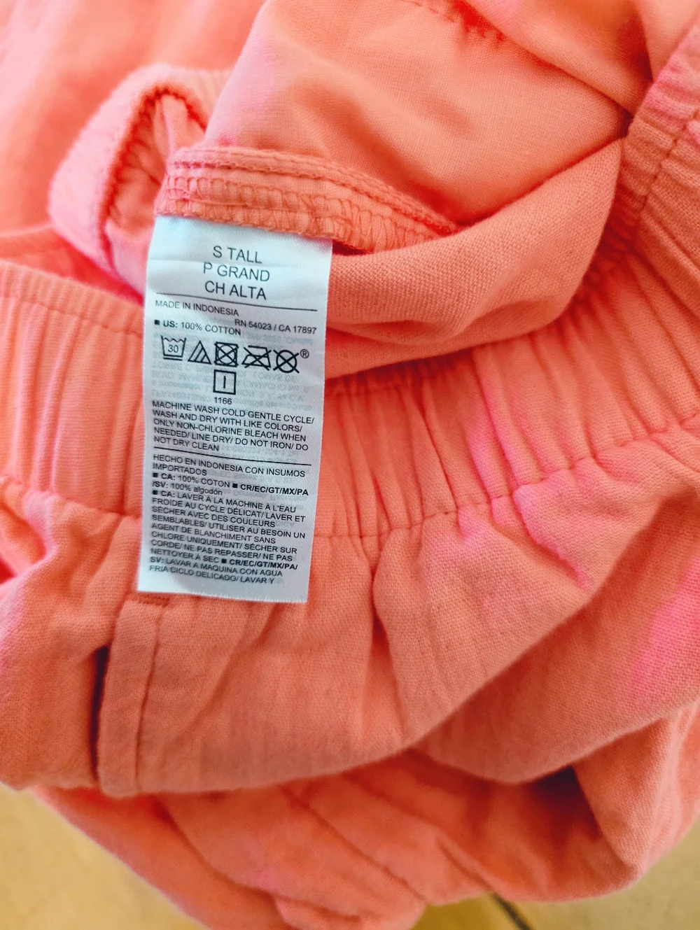 Old Navy Wide Leg Pants Tall Coral Linen Blend Elastic Waist Side Slit S - Picture 6 of 6